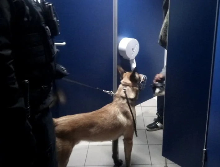 Dámský záchod na nádraží okupoval muž pod vlivem drog. Ven ho dostal až služební pes