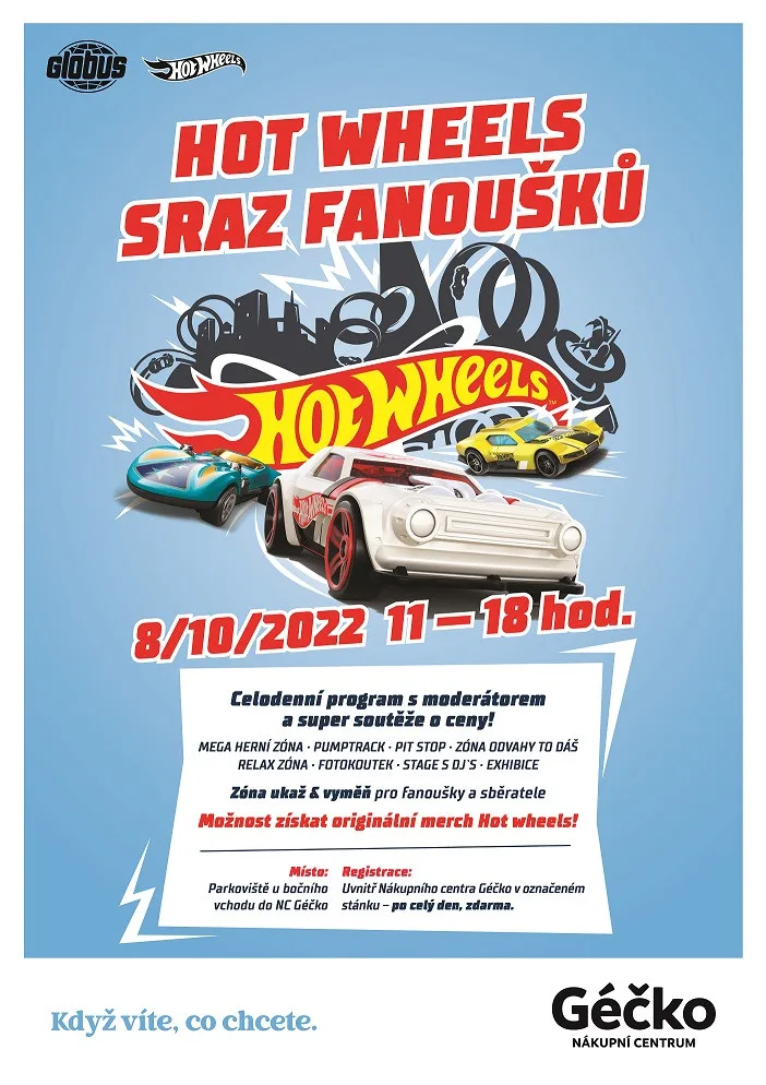 Sobotní jízda s angličáky. Nákupní centrum Géčko přivítá sraz fanoušků Hot Wheels