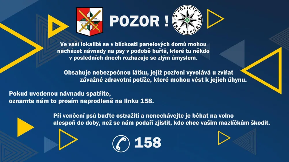 Policie prověřuje už tři případy otravy ve Vratislavicích. Rozmístila varovné letáky