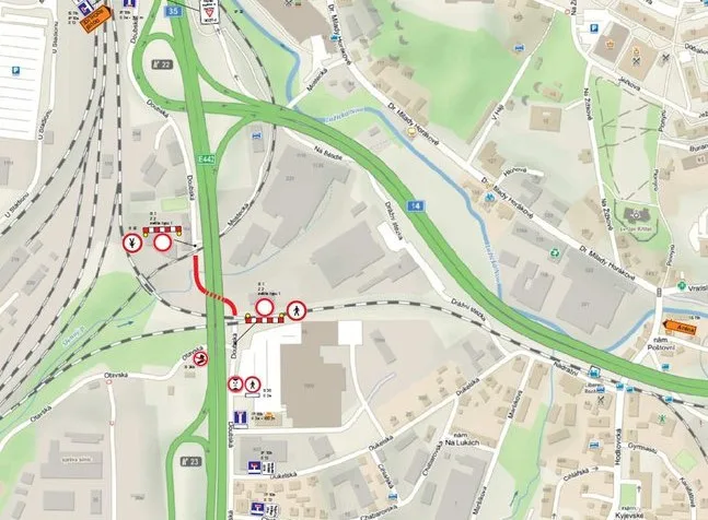 Mapa uzavírky.