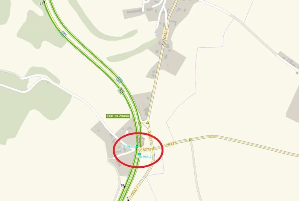 Mapa místa, kde bude probíhat oprava.