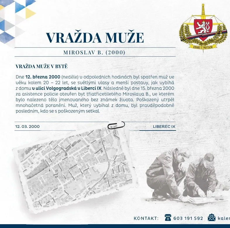 Vražda v Liberci i roky pohřešované ženy. Policie vydala kalendář nevyřešených případů