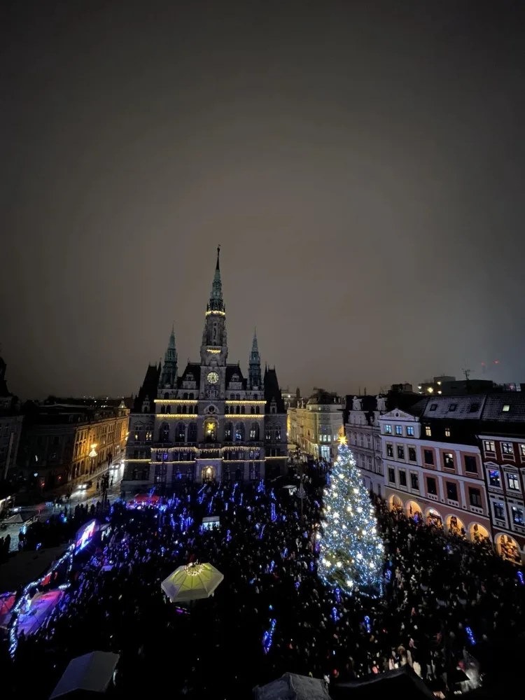 Liberecký vánoční strom už svítí. Trhy odstartují za týden