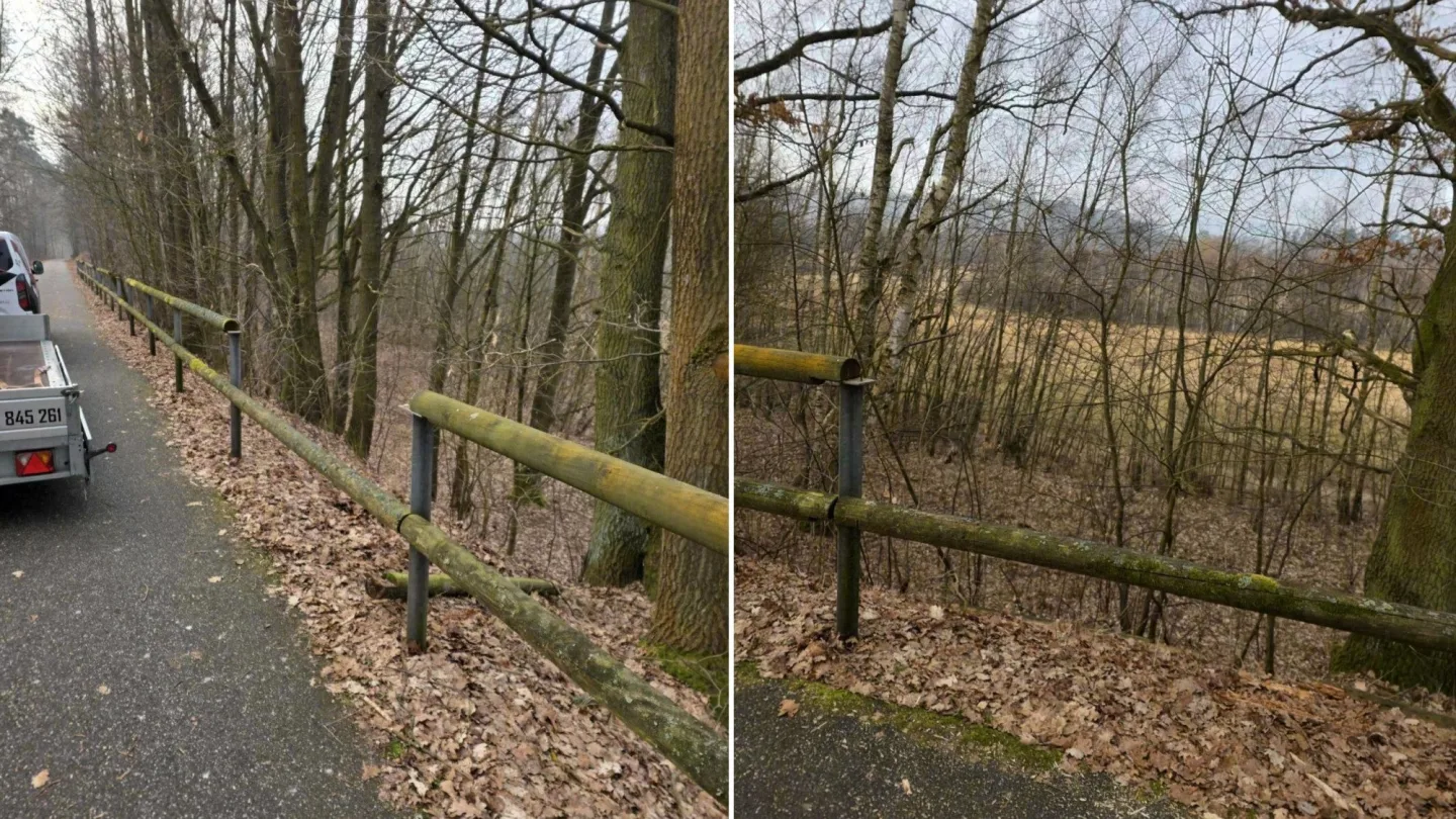 Vandalové na cyklostezce zdevastovali přírodní zábradlí z 36 smrkových kulatin