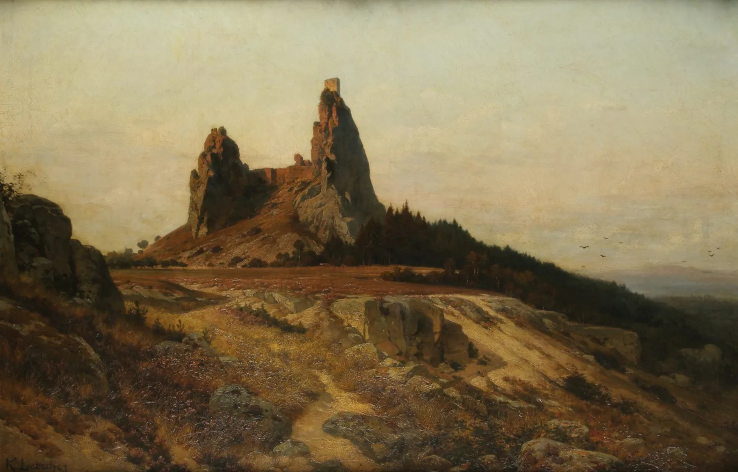Karel Liebscher, Trosky, 2. polovina 19. století, olej, plátno, ze sbírek Galerie Lázně Liberec