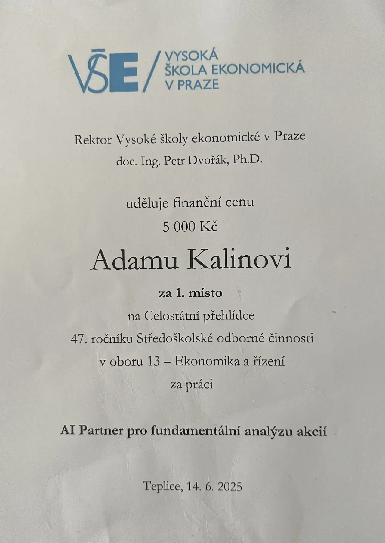 Adam z Liberce je první Čech přijatý na Tetr College. Na školné potřebuji milion, říká