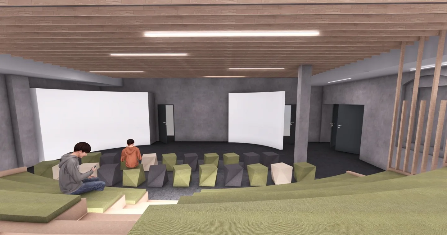 Vizualizace budoucí podoby auditoria.