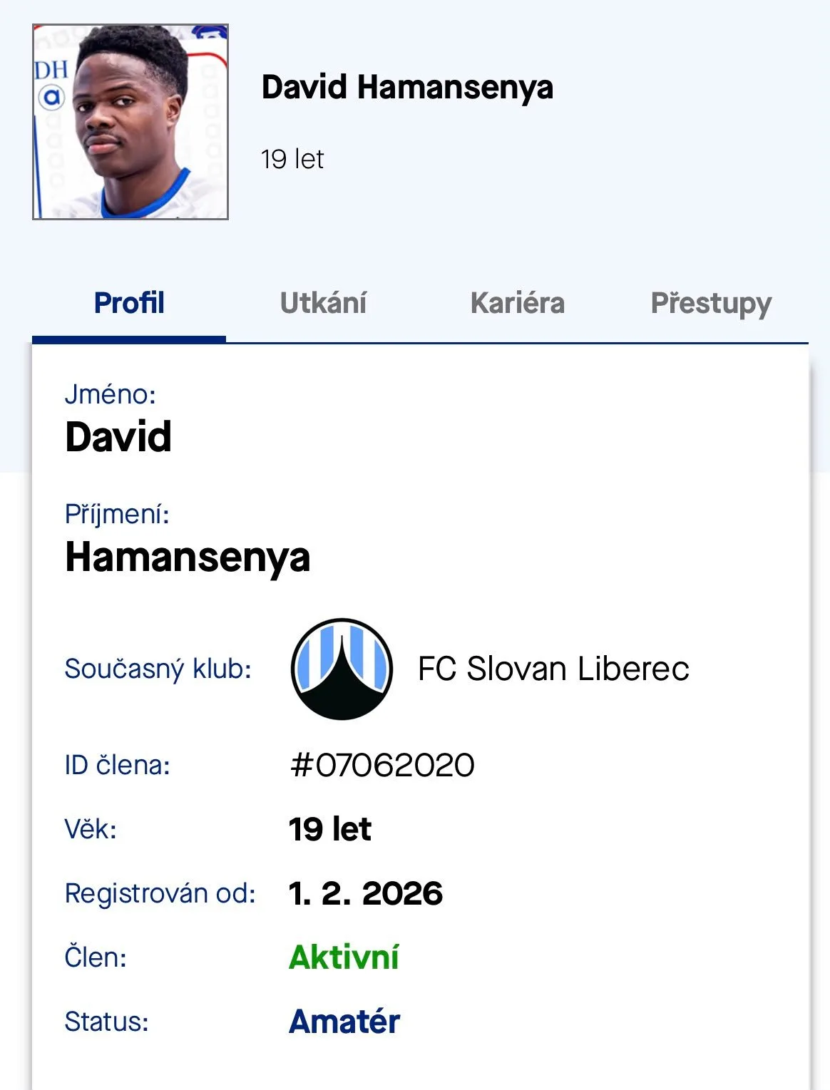 David Hamansenya už je hráčem Slovanu