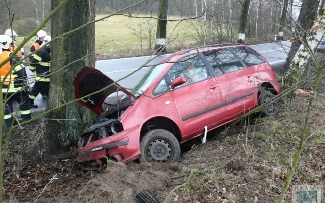 Řidič vyvázl ze Seatu bez zranění. Foto: Hasiči Hrádek nad Nisou