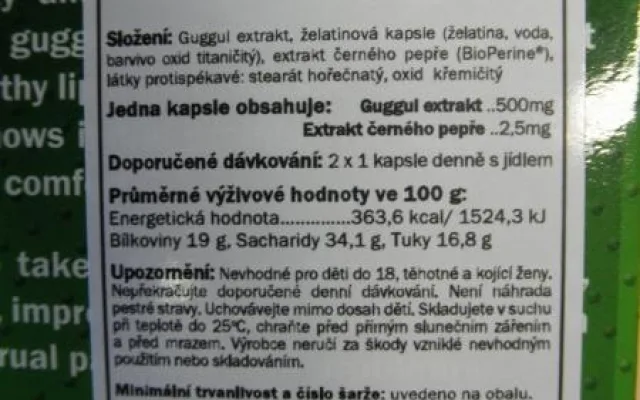 AMIX GuggulLean zakoupený v Ohrazenicích. Foto: SZPI