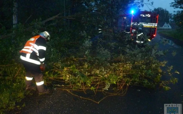Silnici na Dolní Suchou blokoval zlomený strom. Foto: Hasiči Hrádek nad Nisou