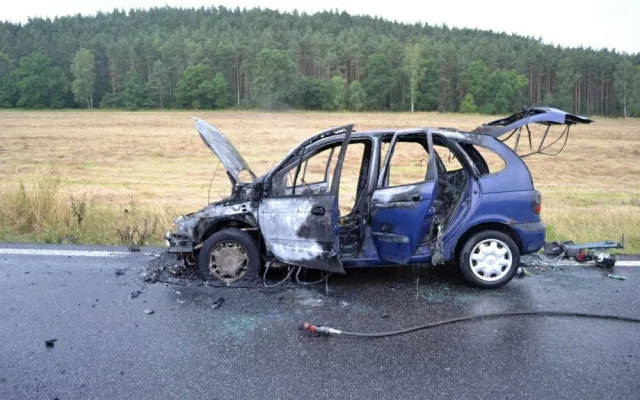 Auto lehlo popelem. Řidič stihl včas utéct. Foto: HZSLK