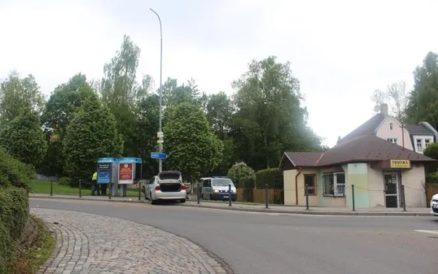 Řidič BMW si spletl pedály, zastavila ho až lampa u silnice. Foto: Policie ČR