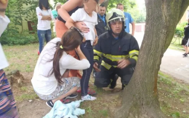 Dívenku zaseklou mezi větvemi museli vyprostit hasiči. Foto: Hasiči Frýdlant