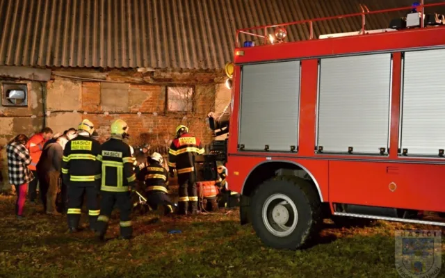 Zatoulaný kůň skončil v jímce, hasiči ho vyprošťovali skoro tři hodiny