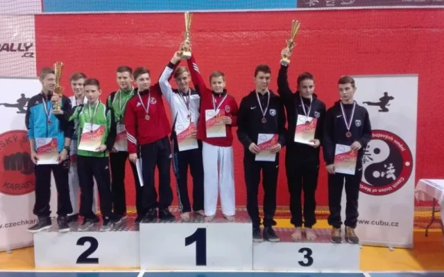 Třetí místo pro kumite tým dorostenci – František Chudoba, Lukáš Cyprián, Matěj Štěpán