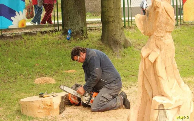 Na sympoziu v Desné řezbáři tvoří koňskou lavičku či anděla