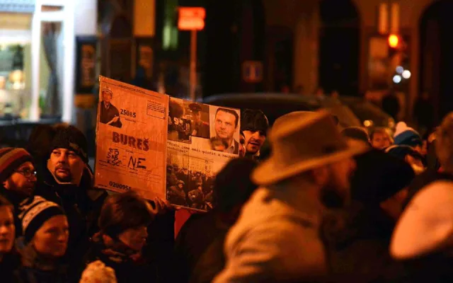 Pondělní demonstrace v Liberci.