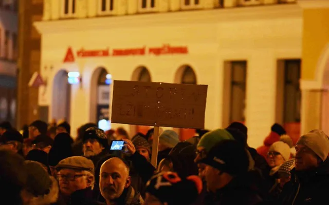 Pondělní demonstrace v Liberci.