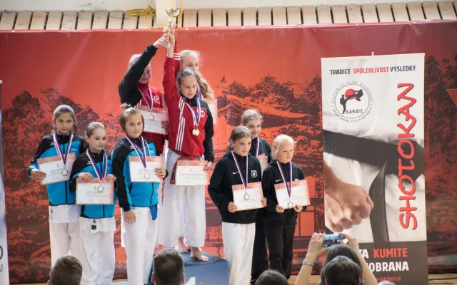 Další bronzovou medaili v kumite přidal v Ústí tým mladších žákyň ve složení Eliška Fibichová, Nikola Radostová a Sofia Mazur