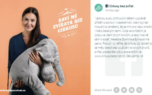 Do kampaně Cirkusy bez zvířat se zapojila i celá řada osobností.