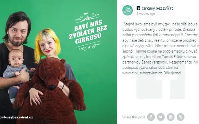 Do kampaně Cirkusy bez zvířat se zapojila i celá řada osobností.