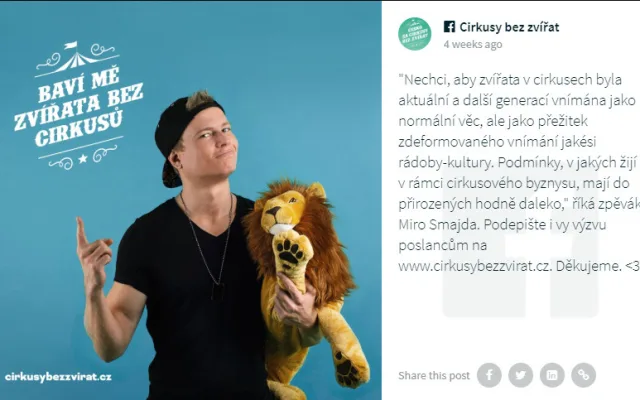 Do kampaně Cirkusy bez zvířat se zapojila i celá řada osobností.