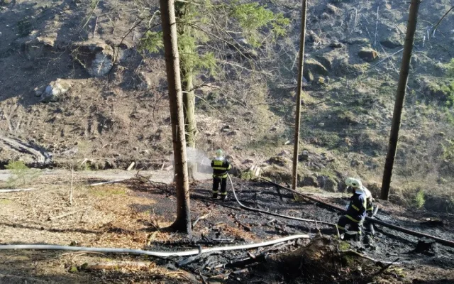 Požárů v přírodě rychle přibývá. U Troskovic zasahovalo šest jednotek hasičů