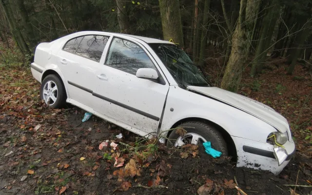 V zatáčce dostal smyk a skončil ve stromě