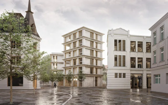 Zakončení ulice Barvířská, věž absolventského bydlení