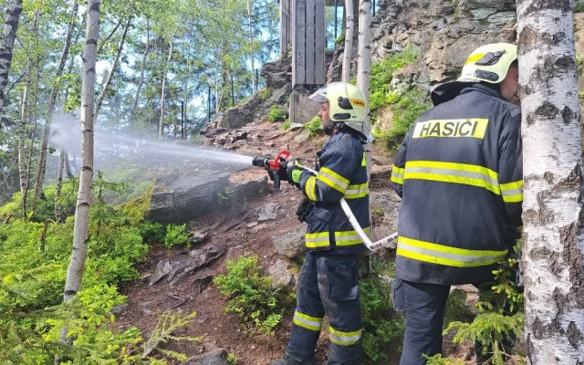 Hasiči cvičili zásah u lesního požáru, dnes zkušenosti využili naostro