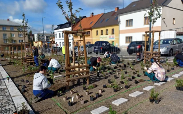 Oprava náměstí v Novém Městě spěje k závěru. Rozsvítí ho tisíce květů