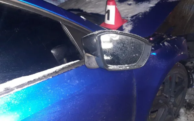 Řidič u Mníšku předjížděl, kde neměl a manévr na mokré silnici nezvládl. Narazil do stromu a zranil spolujezdce
