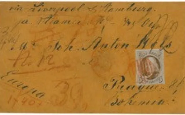 Historický dopis s první americkou známkou