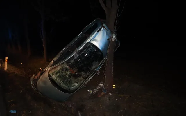 Na rovném úseku vyjel ze silnice, auto opřel o strom. Řidič vyvázl s lehčím zraněním