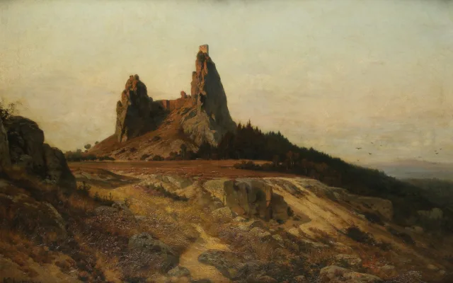 Karel Liebscher, Trosky, 2. polovina 19. století, olej, plátno, ze sbírek Galerie Lázně Liberec