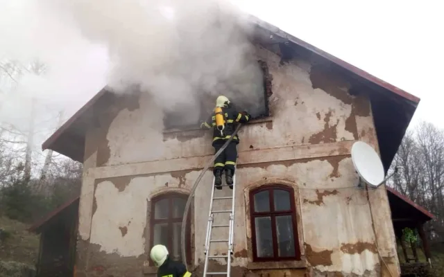 Požár domu v Držkově