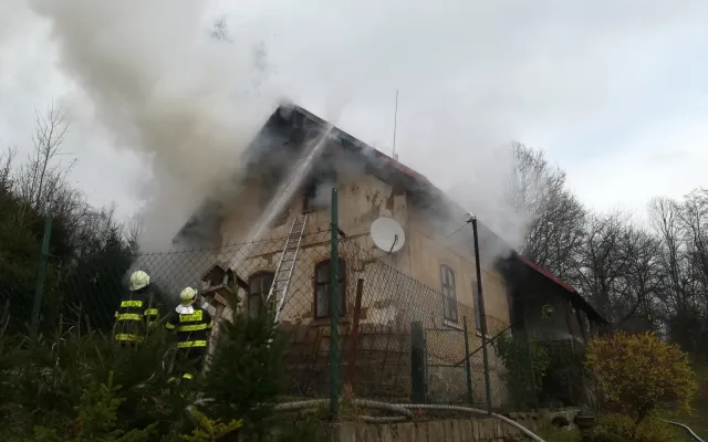 Požár domu v Držkově