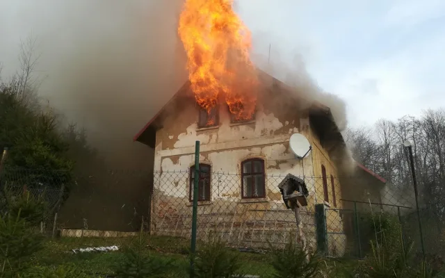 Požár domu v Držkově