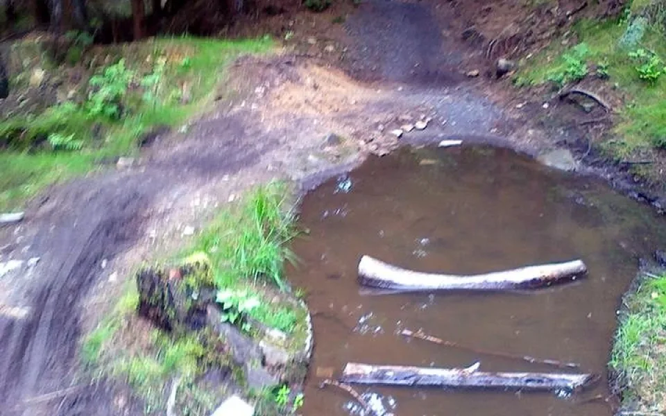 Takhle to teď vypadá na některých místech. Lidé do kaluží hází předměty, které tam nepatří, jiní zase kaluž objíždí, to se ale nesmí. Foto: Singltrek centrum