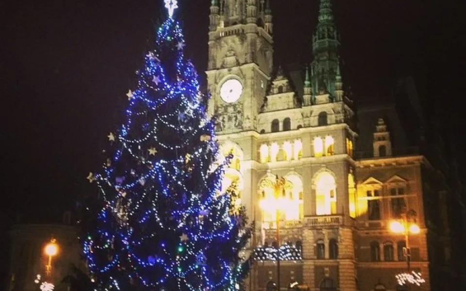 Vánoční strom se dnes rozsvítil. Foto: Instagram