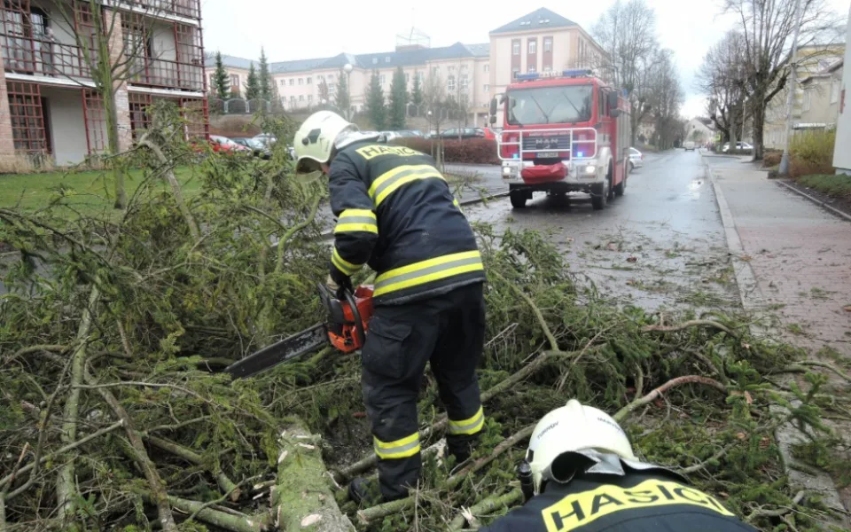 V Turnově spadl strom rovnou na přechod. Foto: HZSLK