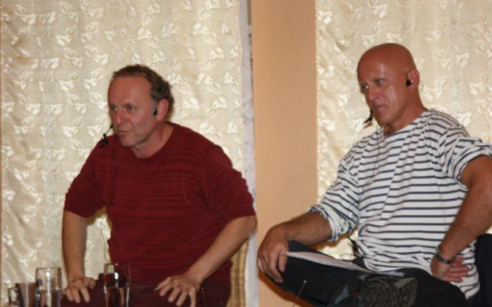 Jan Hnízdil společně s Jaroslavem Duškem v Jindřichovicích v roce 2013. Foto: archiv obce