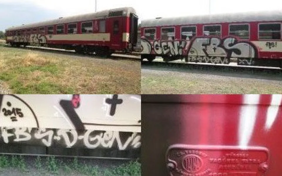 Na vlakovém nádraží řádil sprejer. Foto: Policie ČR