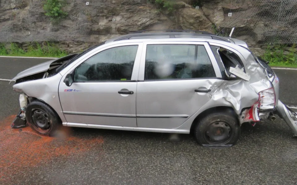 Škoda Fabia po nárazu.