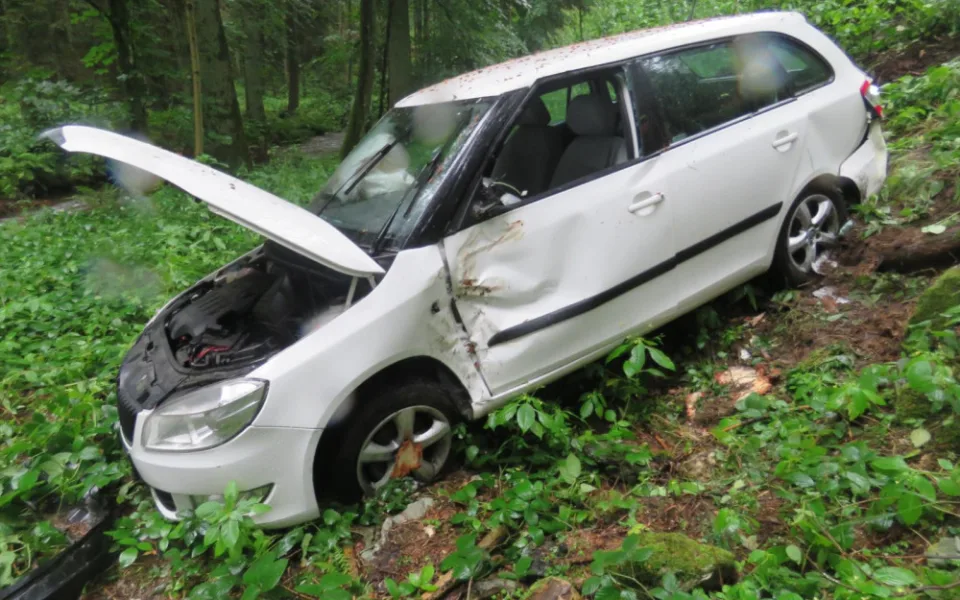 Fabia po nehodě.
