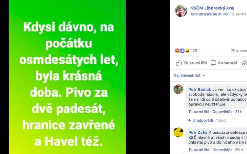 Pivo za dvě padesát, hranice zavřené a Havel též. Vtip na facebooku komunistů rozohnil veřejnost.