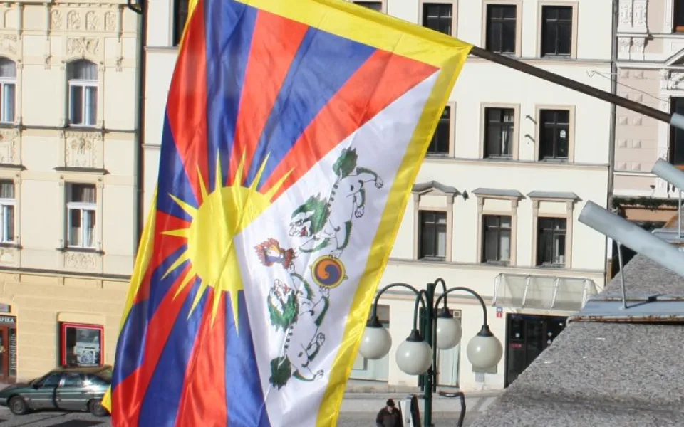 Vlajka Tibetu v Jablonci.
