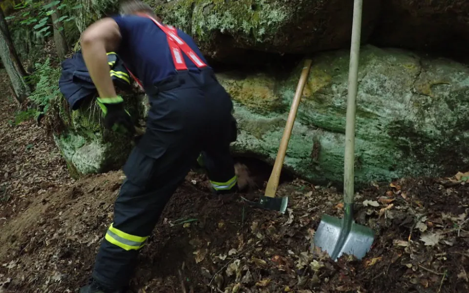 Jezevčík se zaběhl do nory, hledat pomáhali i hasiči