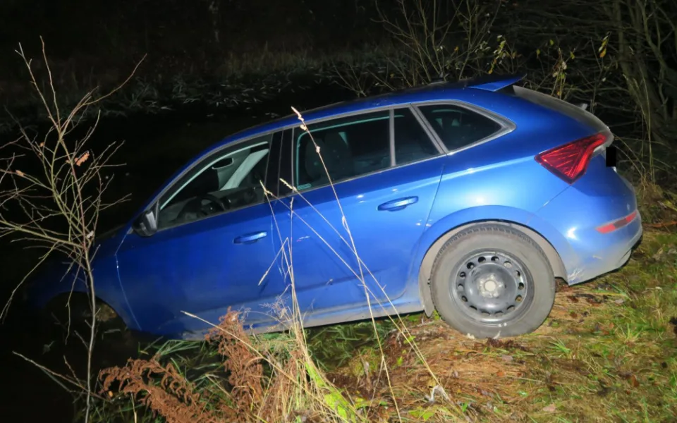 Řidiči na Jablonecku vběhla do cesty srna. Auto skončilo v potoce